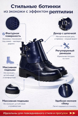 Ботинки темно-синий