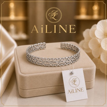 Ailine Браслет AL01 длина 18 см, вес 9 г сплав покрытый серебром 925, плетение отсутствует