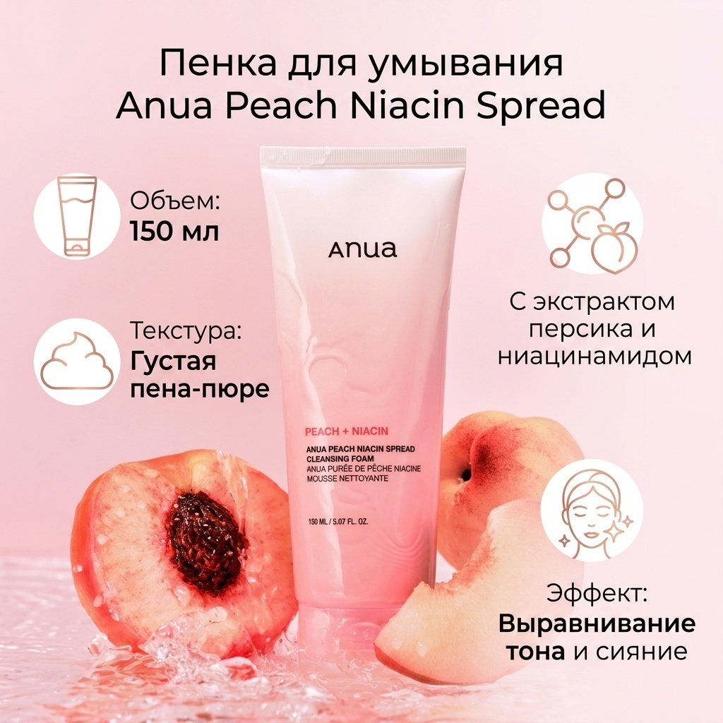 Anua Пенка для умывания с экстрактом персика пенка 150 мл