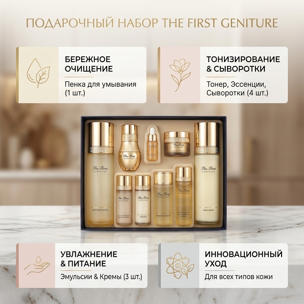 The First Ginature Skin Softener набор по уходу за лицом для женщин