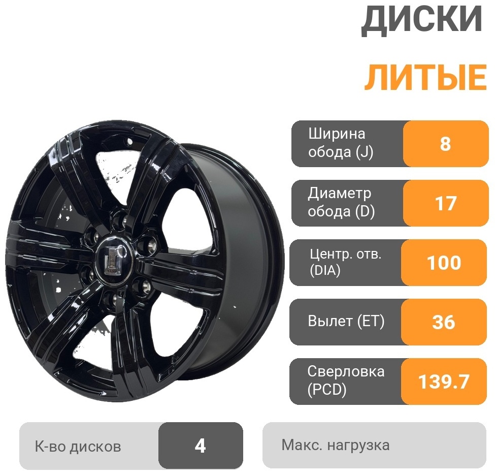 TANK 300WW Original 8x17/6x139.7 D100.1 ET36 4 диска черный