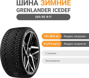 Grenlander ICEDEFENSOR STUD Ⅱ 225/55 R17 101 H с шипами