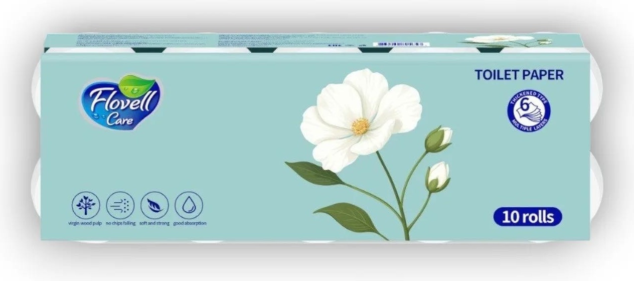 Flovell Care туалетная бумага 6-слойный 10 шт, бамбук