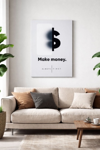 Araystudio.kz постер мотивационный на холсте “Money Mindset” - философия богатства 60x80 см