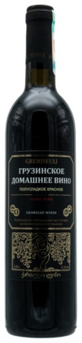 Вино Gremiseuli грузинское домашнее полусладкое красное 11.5% 0.7 л