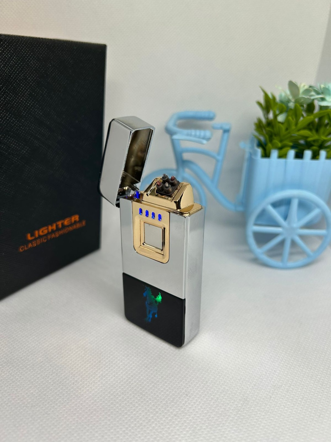Электронная зажигалка Horse led, металлический сплав