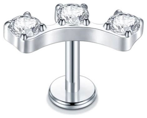 Лабрет CREO jewelry титановый сплав, цирконий, 1.2х8 мм