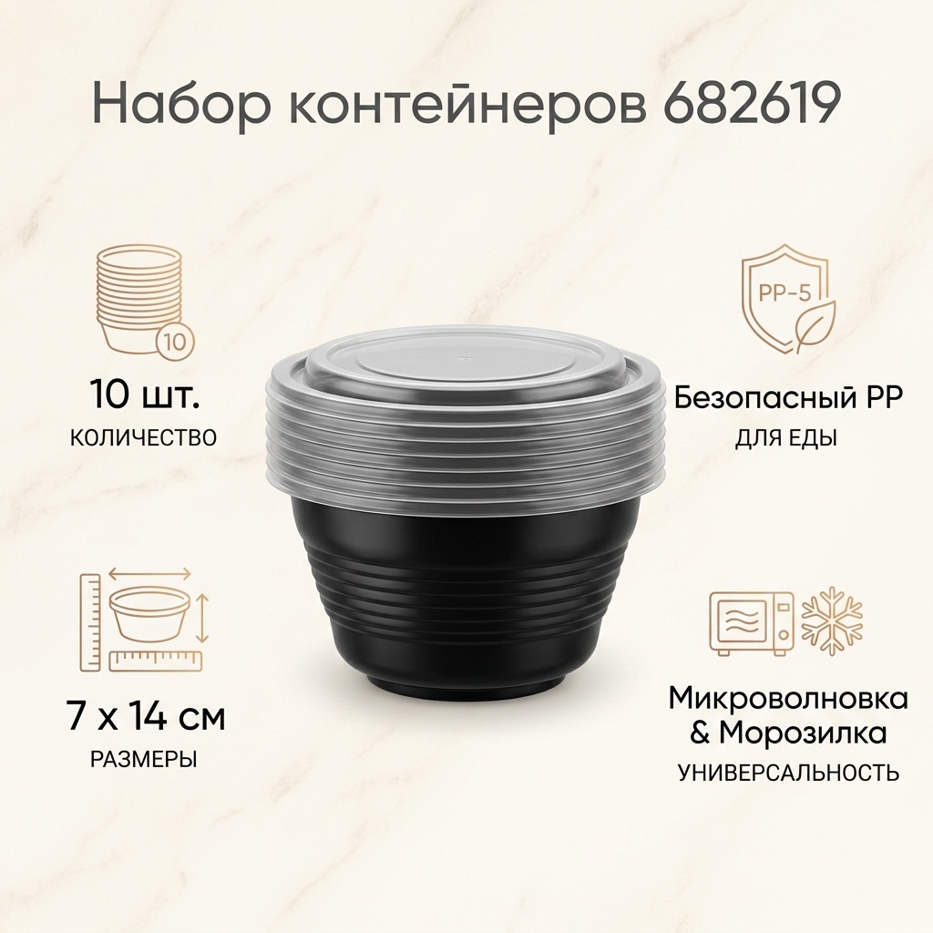 Контейнер 682619 черный 10 шт