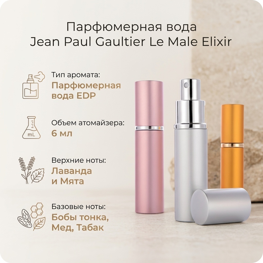 Jean Paul Gaultier Le Male Elixir парфюмерная вода EDP 6 мл, для мужчин