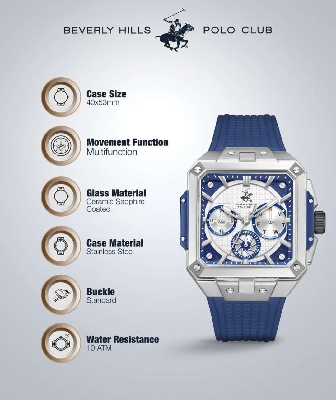 Кварцевые Beverly Hills BP3742x.339 polo club нержавеющая сталь