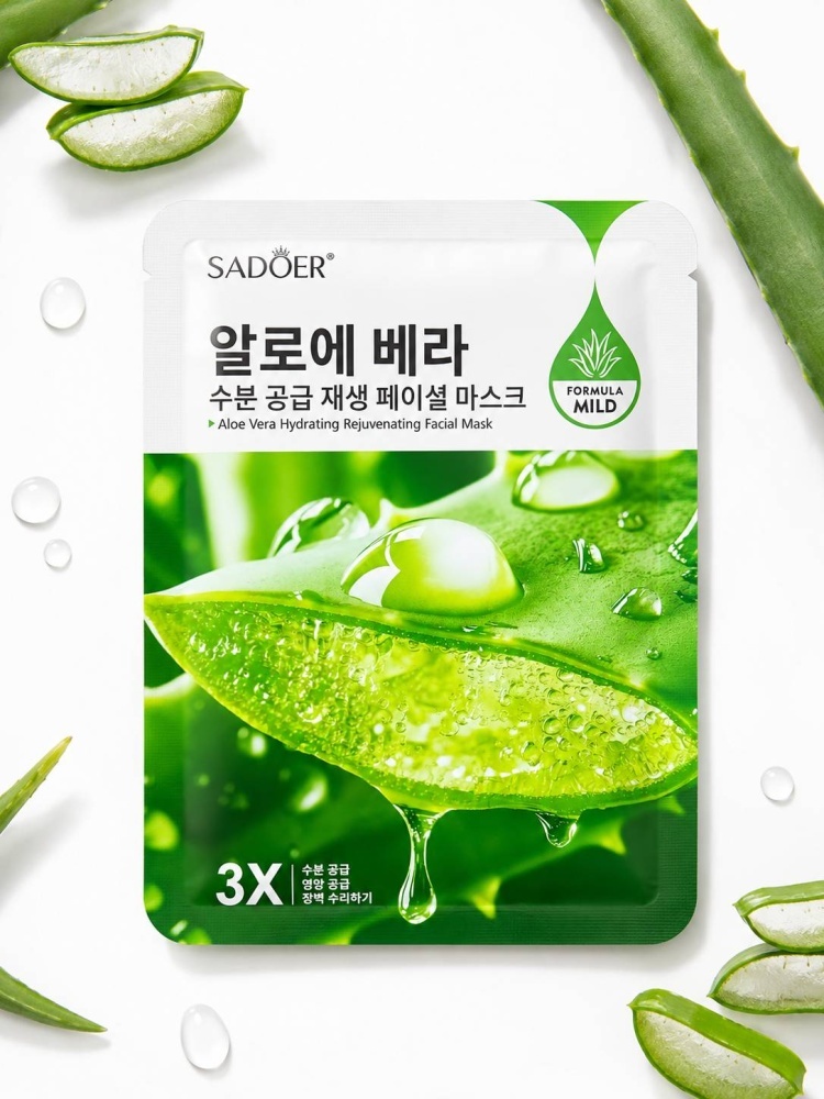 Маска для лица SADOER тканевая Aloe Vera Hydrating Rejuvenating 1 шт