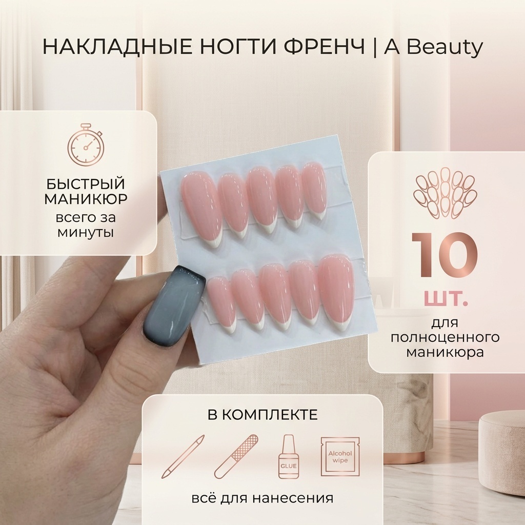 A beauty накладные ногти Френч 10 шт