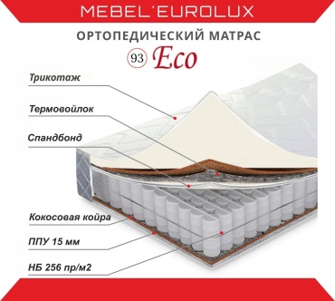 Матрас Eurolux №93 Eco Трикотаж, 200x200x20 см