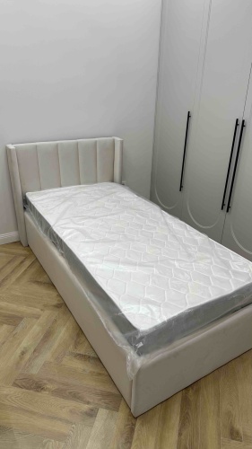 Кровать Luxe Кровать односпальная, 90x200 см (с матрасом, подъёмный механизм) бежевый