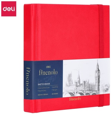 Скетчбук Finenolo, 12 х 12 см, 40 л., 160 г/кв.м., красный