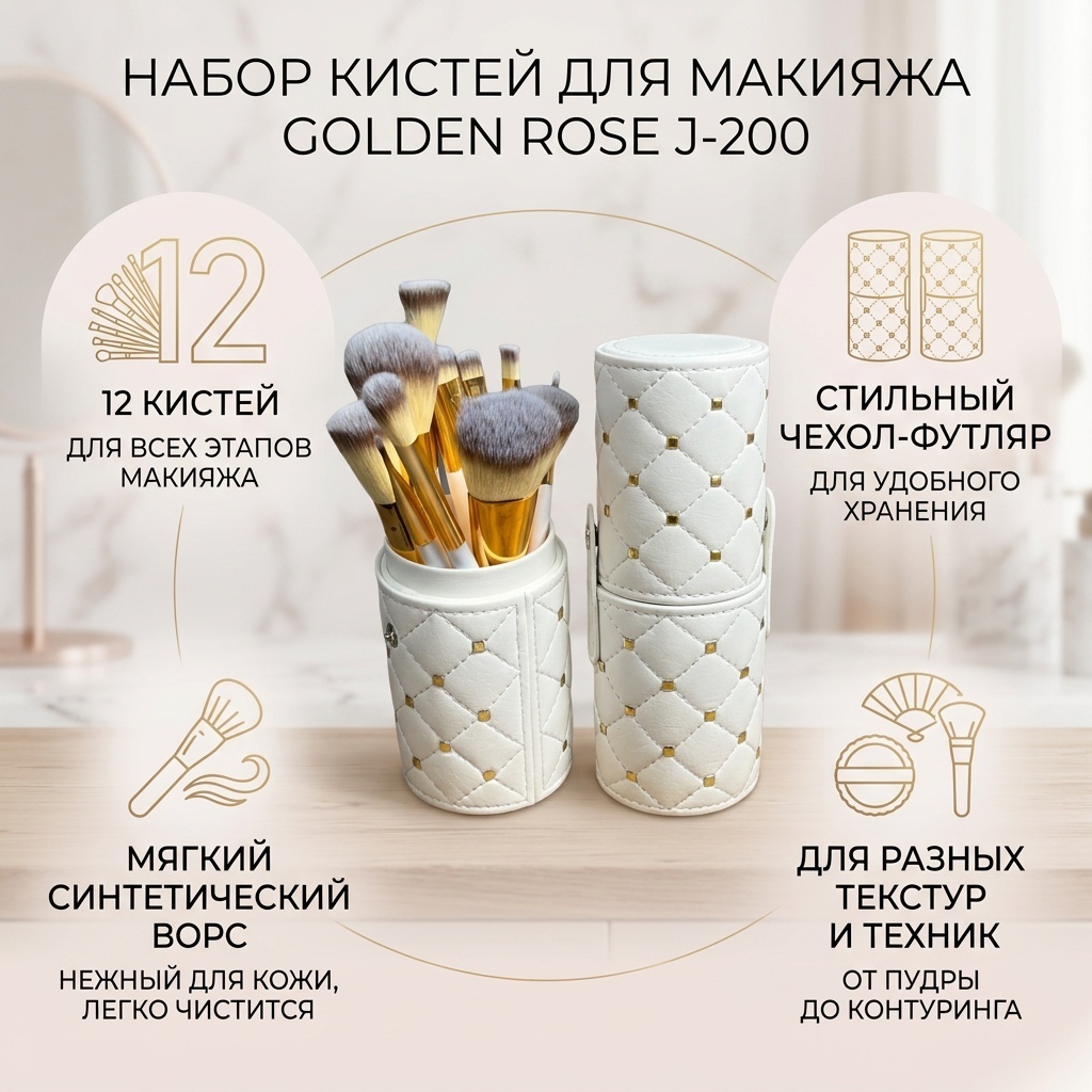 GOLDEN ROSE набор кистей для макияжа 12 шт