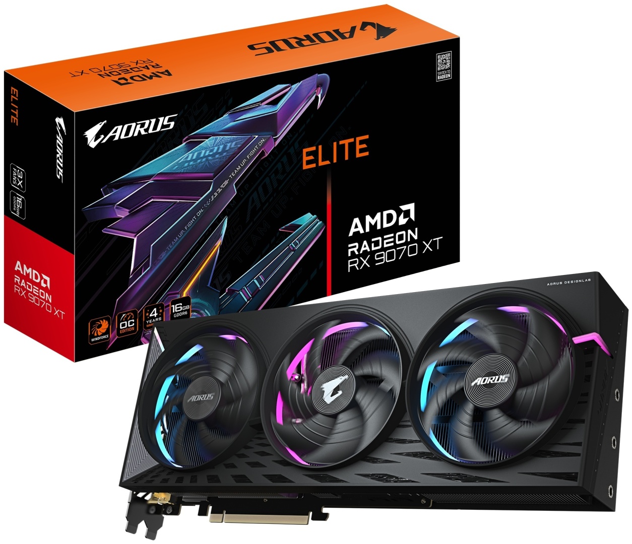 Видеокарта GIGABYTE AORUS Radeon RX 9070 XT ELITE 16G 16 Гб
