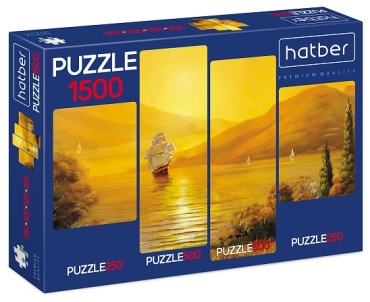 Пазлы "Hatber Premium", 250/500/500/250 элементов, А2, 280x400мм/230x665мм, 4 картинки, серия "Морская симфония"