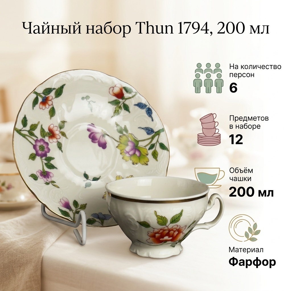 Чайная пара Thun 1794 , 200 мл, фарфор, 6 шт.