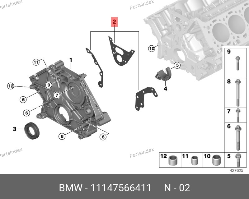 BMW Прокладка Передней Крышки Блока Цилиндров ДВС 11147566411