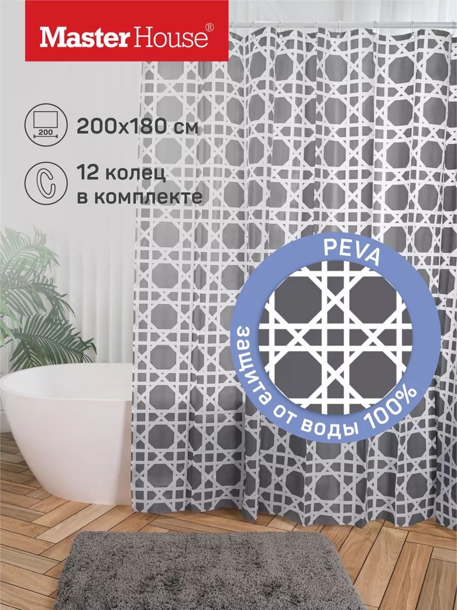 Штора для ванной 19135018101 200180 мультиколор, PEVA