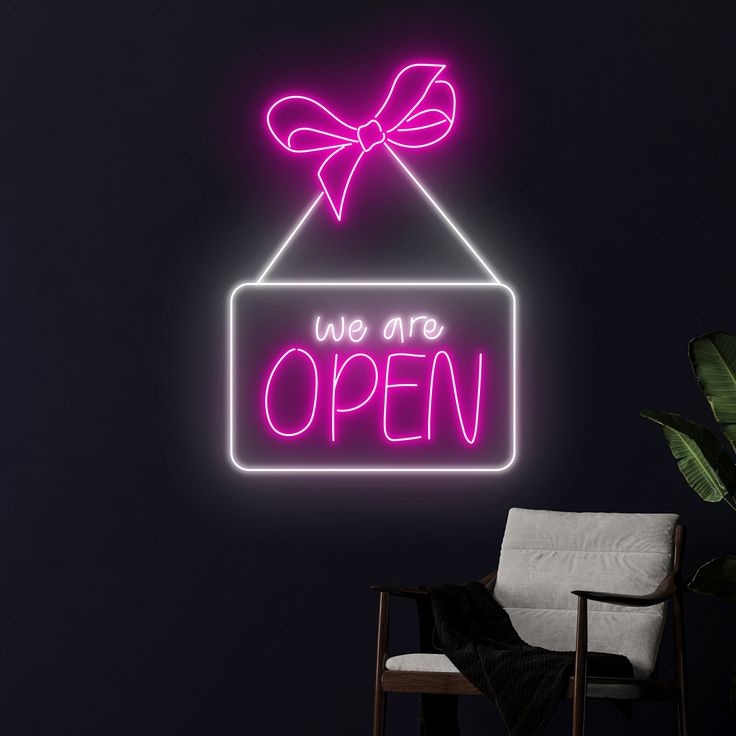 Неоновая вывеска настольный We are open, холодный белый, розовый