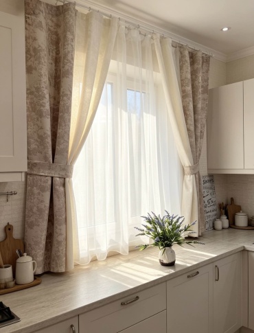 Комплект Kdia 280x180 см 3 шт, сетка, лен, бежевый