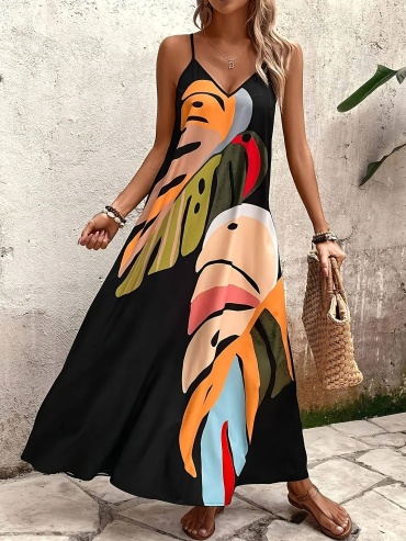 Сарафан New fashion черный, оранжевый