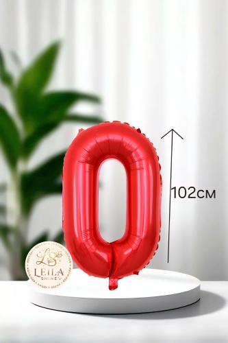 Воздушный шар Leila Shine Цифра 0. 1 шт, красный