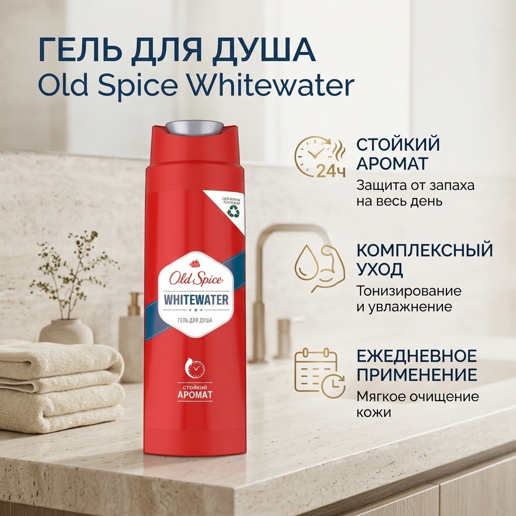 Old Spice Whitewater Стойкий аромат гель 250 мл