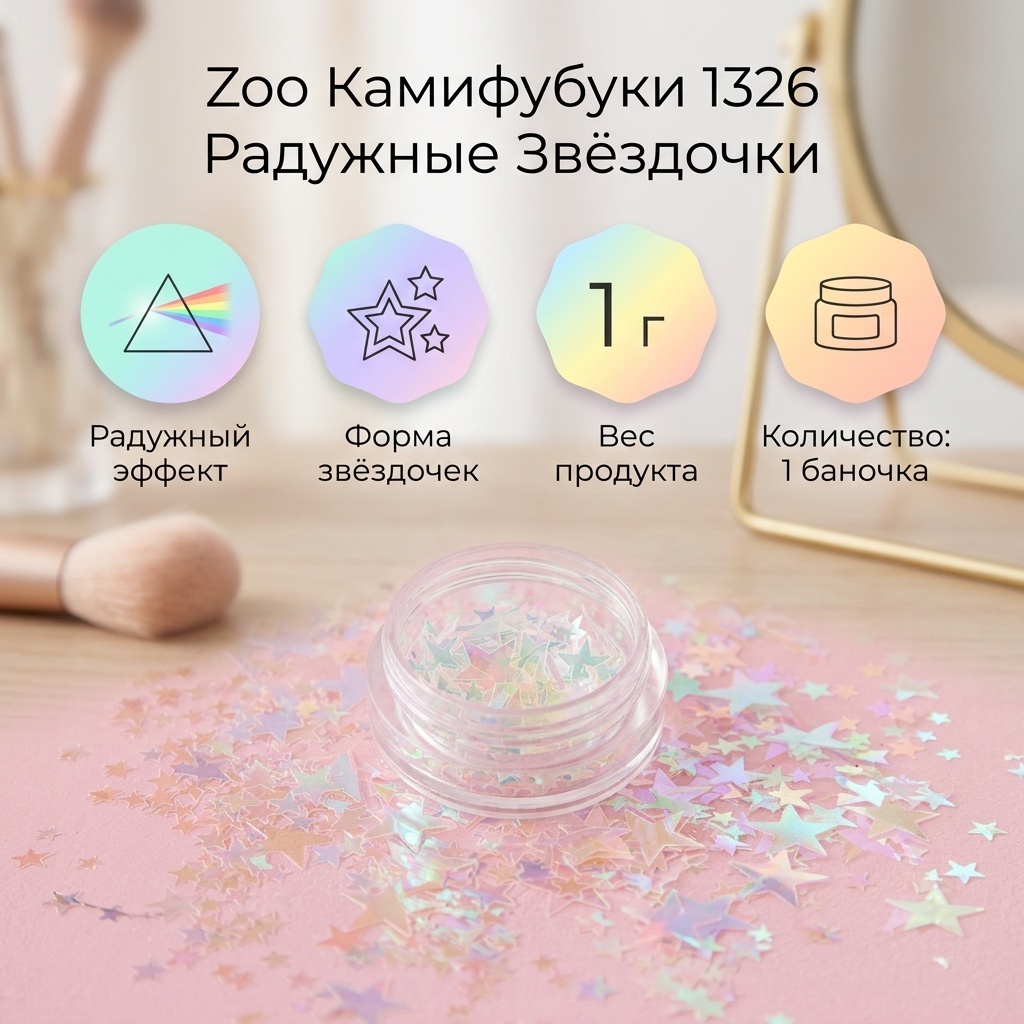 Zoo камифубуки 1326 радужные звёздочки 1 г 1 шт