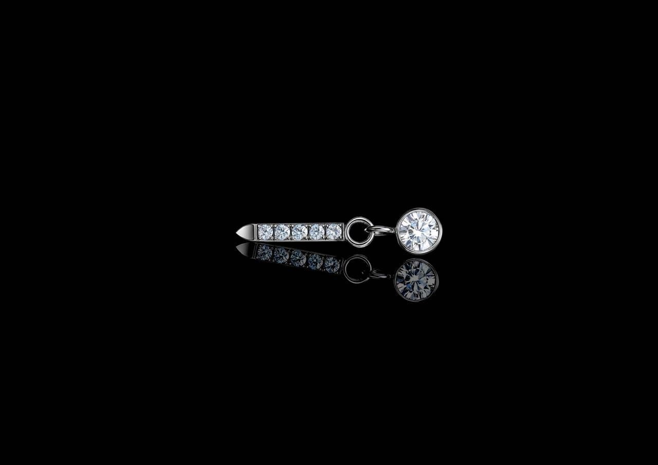 Накрутка Succub Jewellery титановый сплав, цирконий, 16 G 4*14 mm