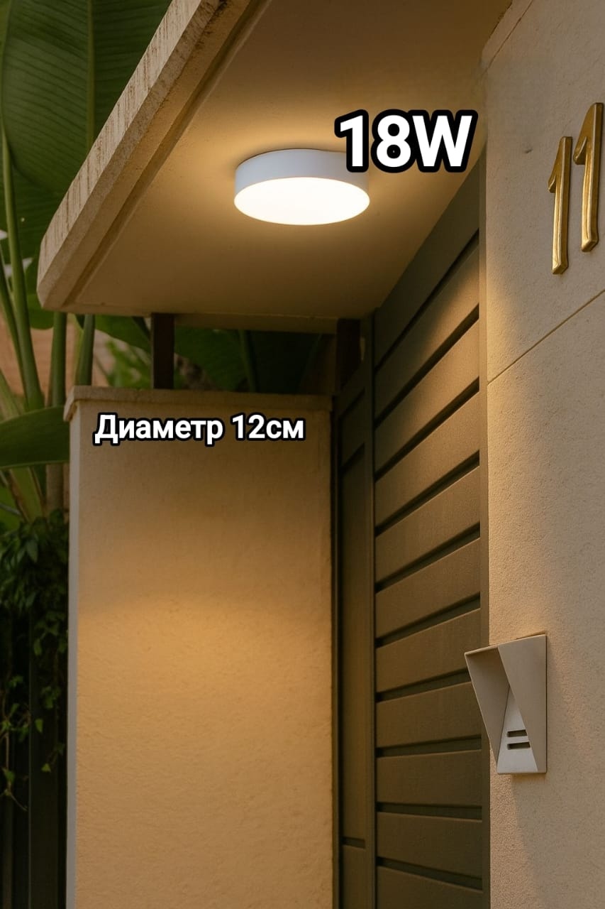Уличный светильник настенно-потолочный LOBRUN 18 Вт 3 см