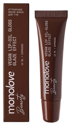 MonoLove Vegan Lip-Oil Gloss Glaze Effect блеск для губ Espresso, фото 6