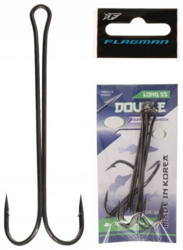 Крючок для рыбалки Flagman Крючки двойные FLAGMAN Double Hook Long SS № 6 двойной черный 5 шт