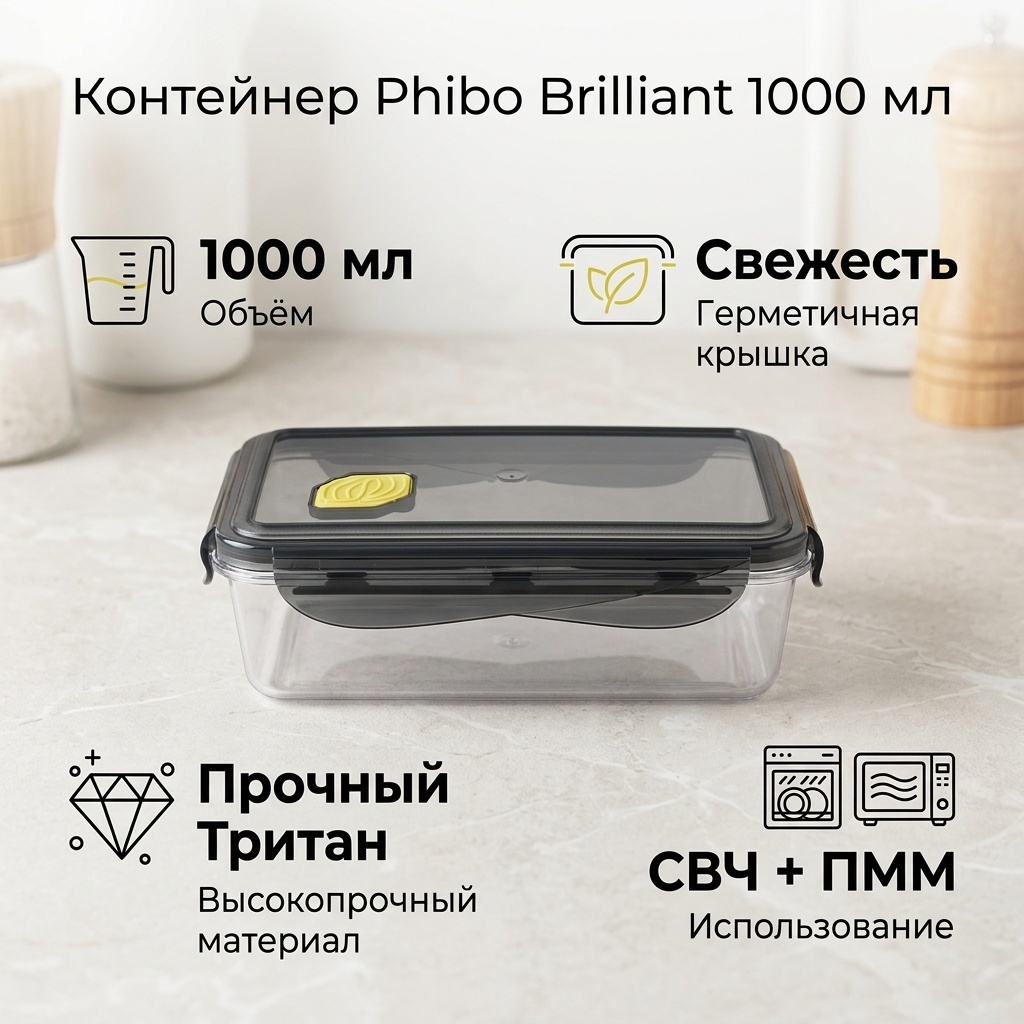 Phibo контейнер BRILLIANT 431179413 1 шт, тритан