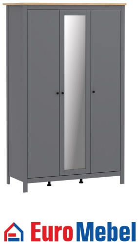 Распашной шкаф Euromebel САГА, 132x215.5х64.6 см, серый, светло-коричневый