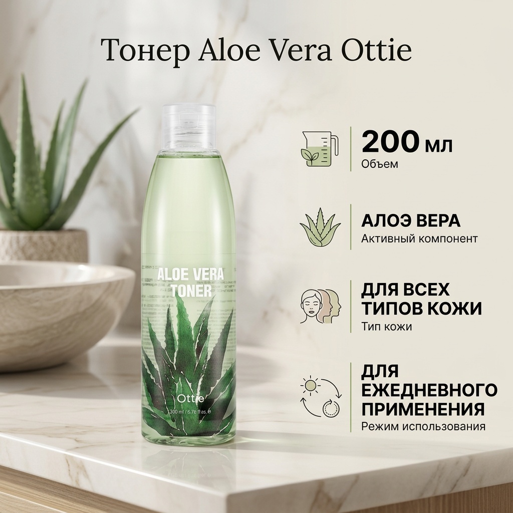 Ottie тонер Aloe Vera 200 мл