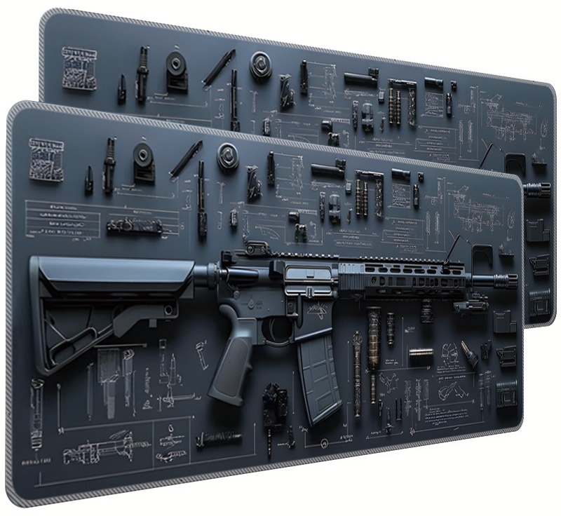 Коврик для мыши Коврик для мыши и клавиатуры (800x300 мм) 3D дизайн оружия Водонепроницаемый, антискользящий Игровой, офисный 800x300x3 мм черный