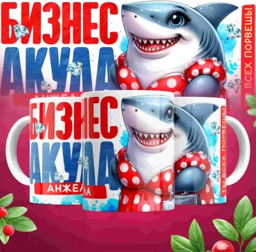 Кружка «Бизнес Акула Анжела», 330 мл, керамика, 1 шт.