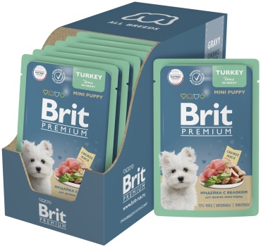Brit Premium Индейка с яблоком в соусе для щенков мелких пород 85 г 14 шт
