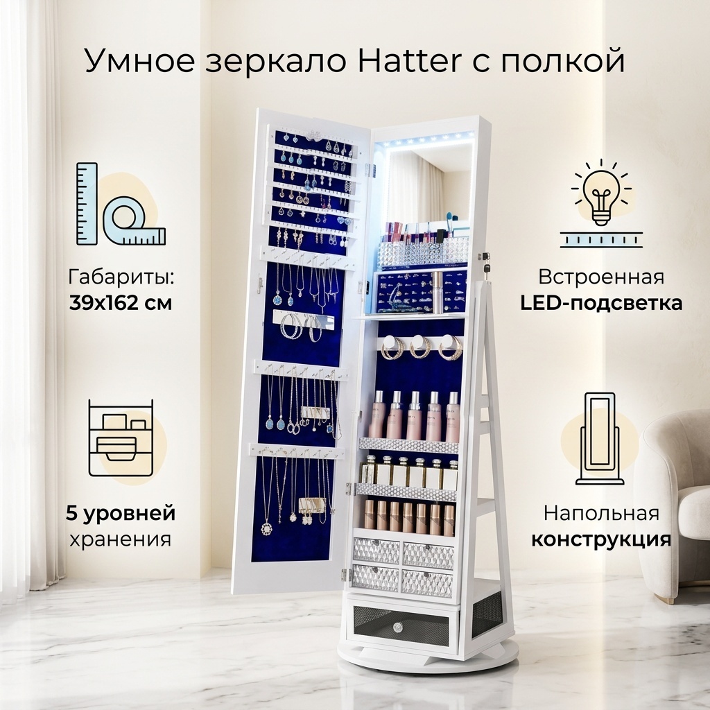 Умное зеркало напольное Hatter 39x162 см