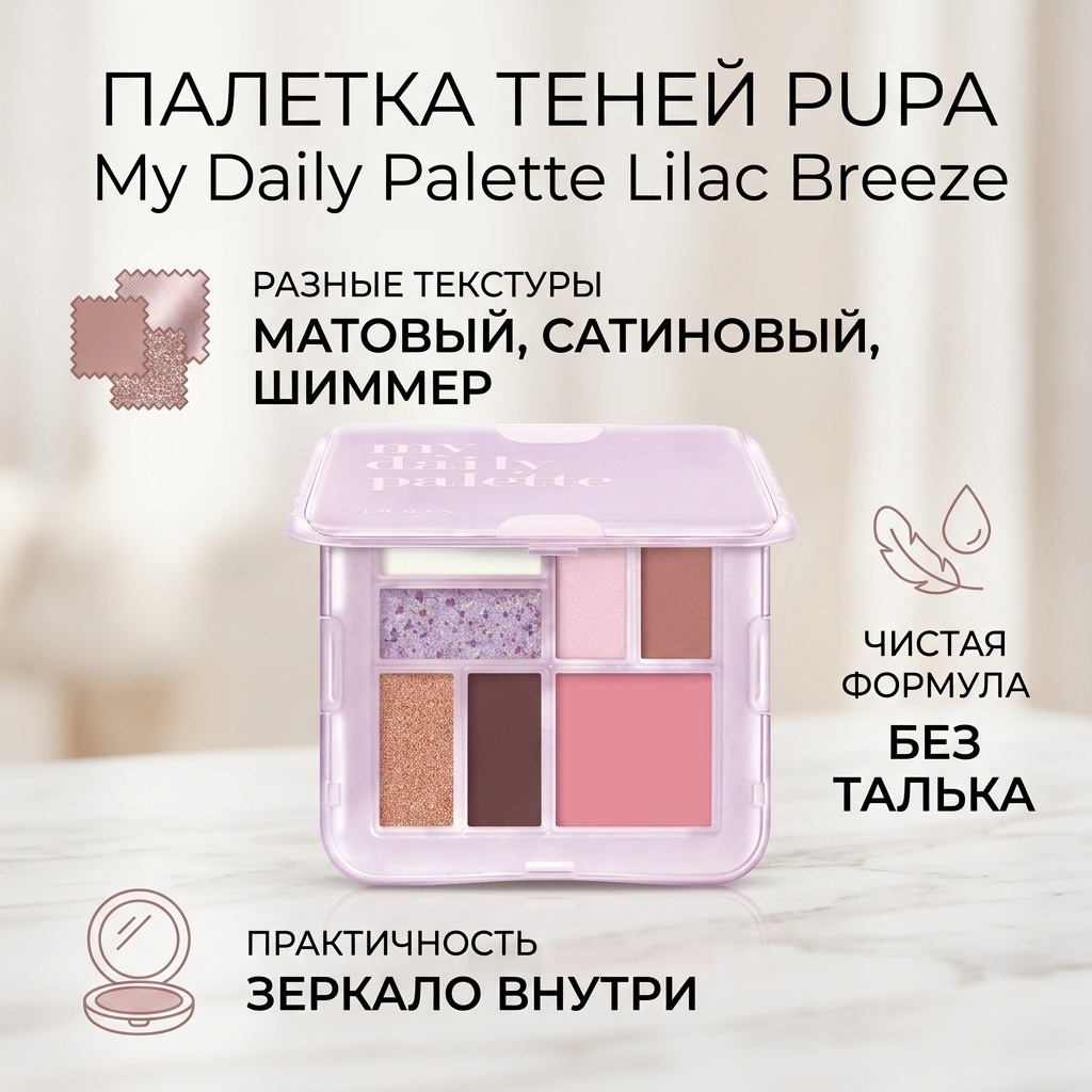 PUPA тени прессованные My Daily Palette Lilac Breeze