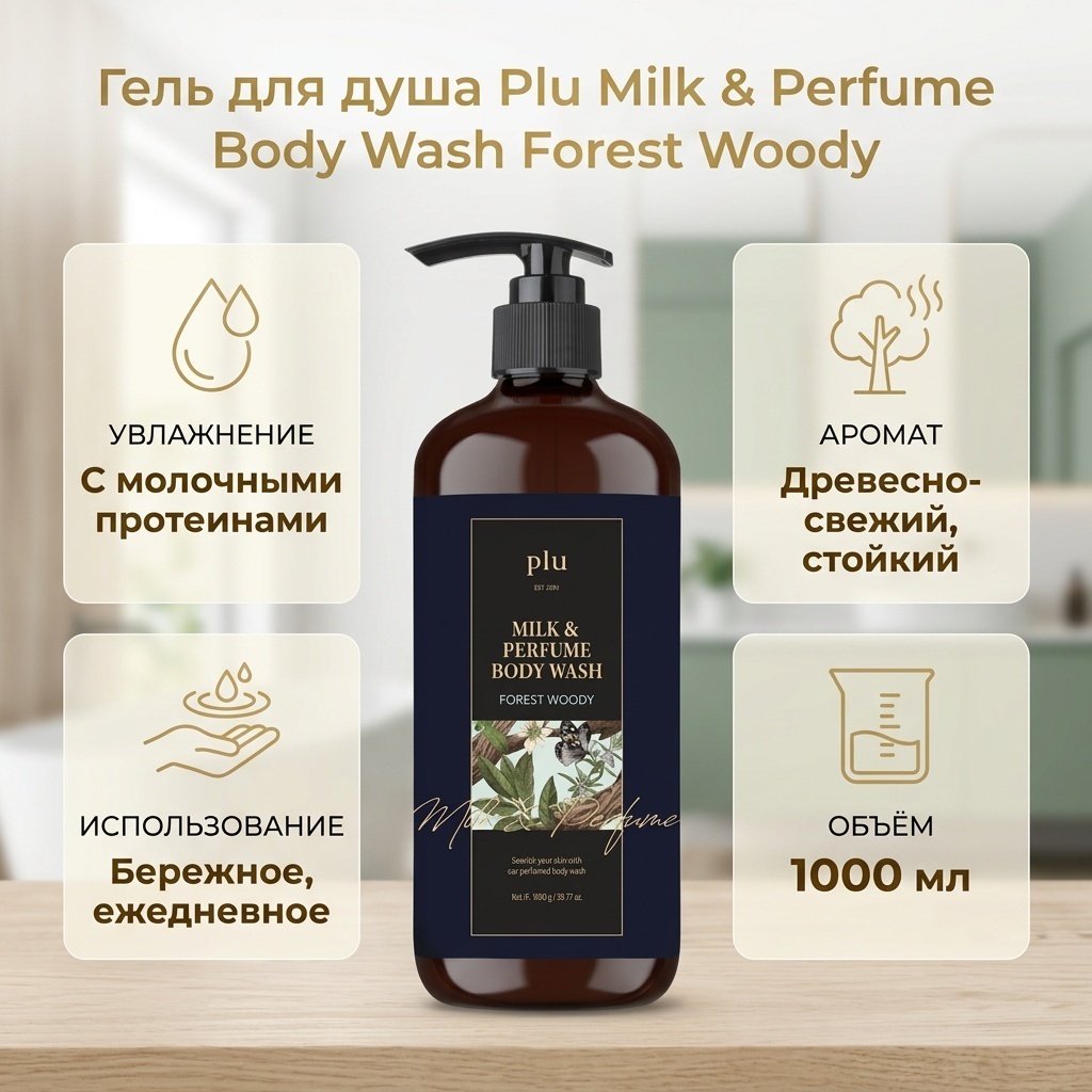 Plu Milk & Perfume Body Wash Forest Woody гель 1000 мл