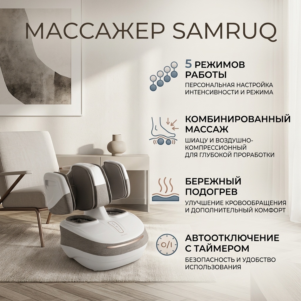 Массажер SAMRUQ напольный воздушно-компрессионный, шиацу