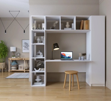Стол компьютерный с надстройкой Aiba Mebel ПОЛЬША – 13, 215х60x200 см, белый