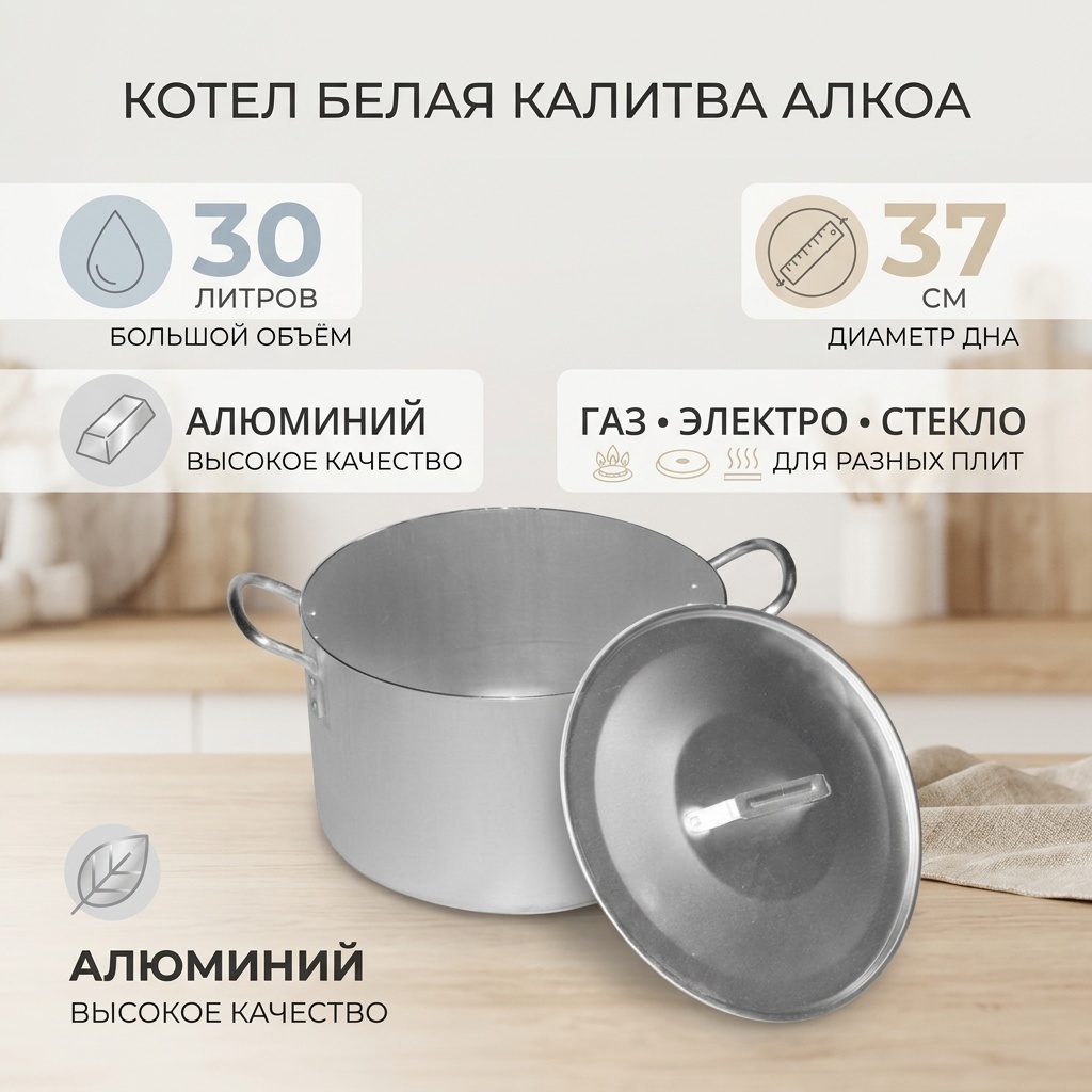 Котел Белая калитва 30 л, алюминий