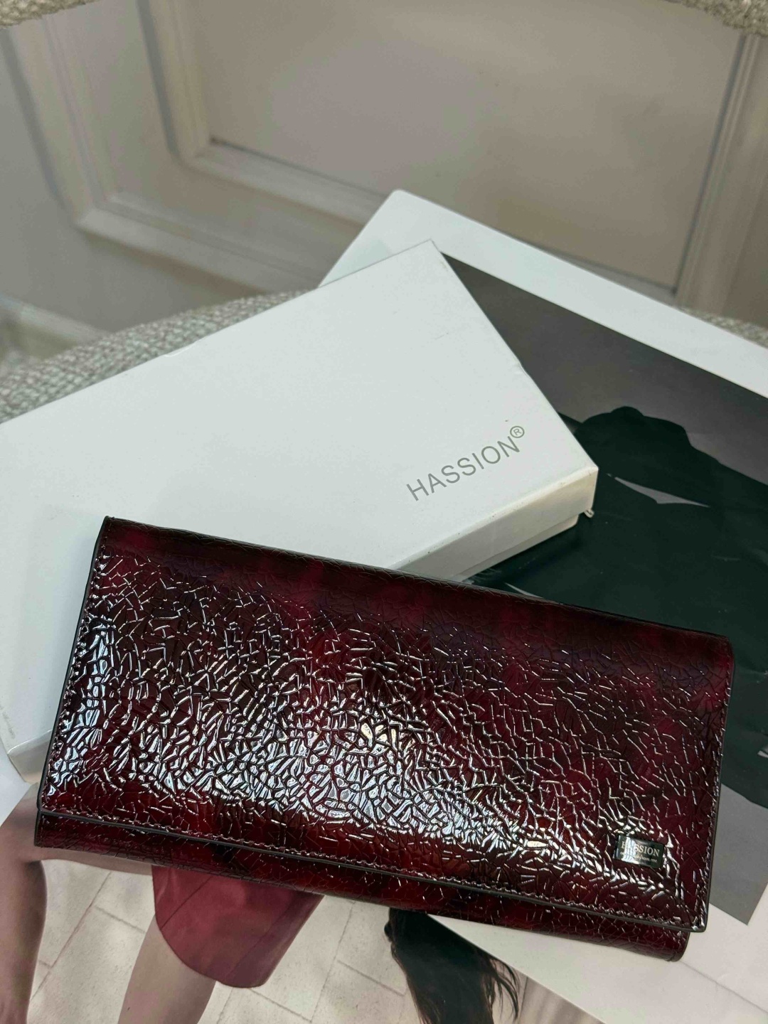 Кошелек HASSION натуральная кожа бордовый
