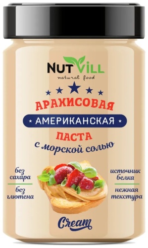 NutVill паста американская арахисовая с морской солью без сахара 180 г