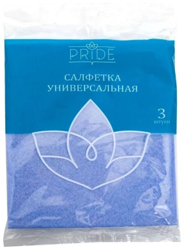Тряпка универсальная PRIDE Салфетка 3 шт Универсальная 3 шт, вискоза